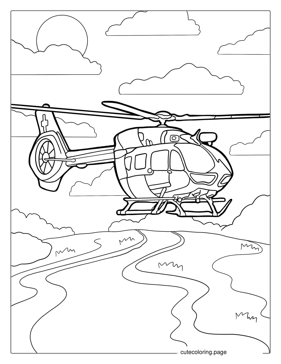 Bell 247 Helicopter Coloring Sheet coloring page