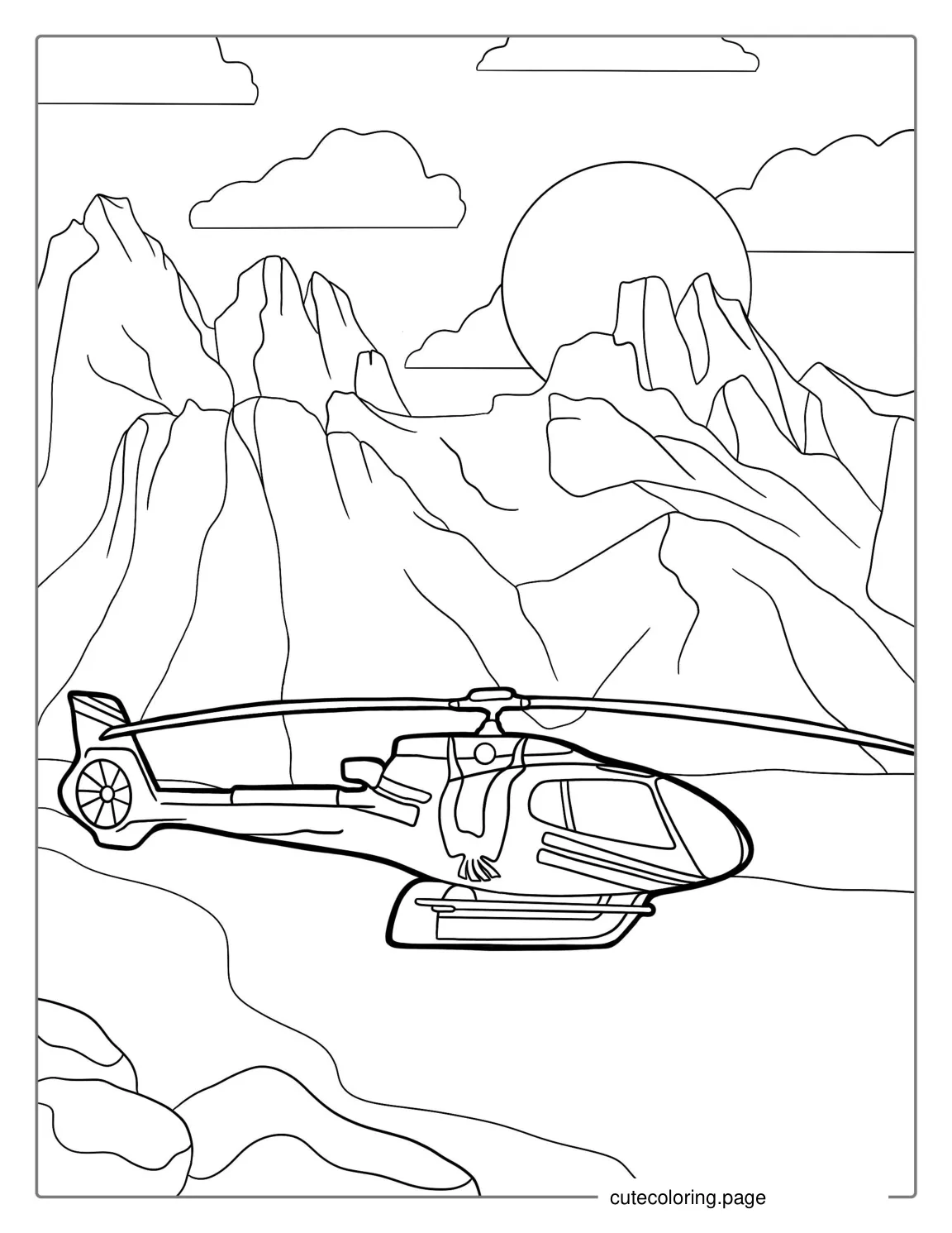 Bell 247 Helicopter Waiting To Lift Off coloring page