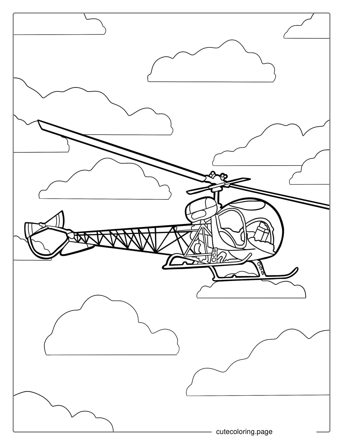 Bell 47 Helicopter Flying In The Sky coloring page