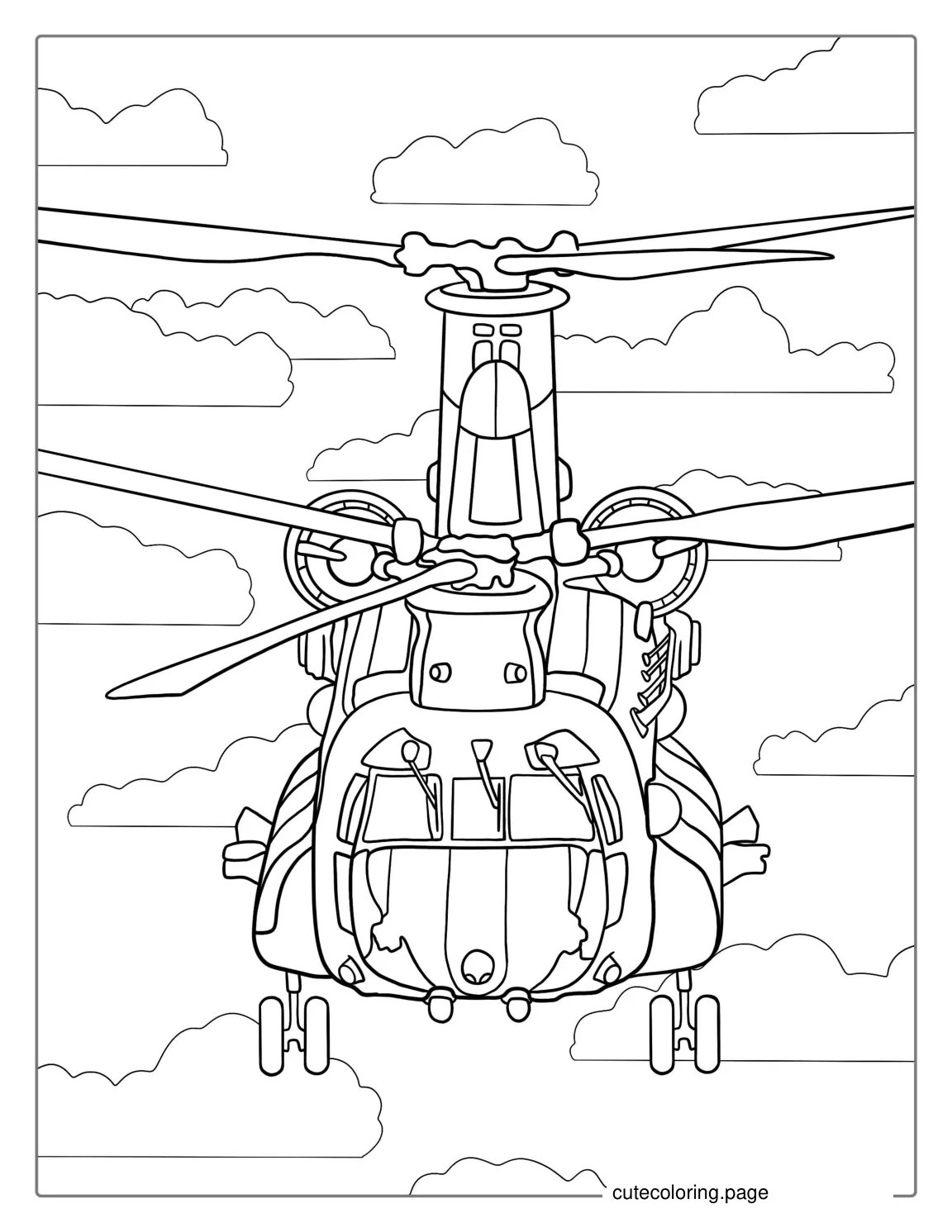 Chinook Helicopter Coloring Page For Kids coloring page