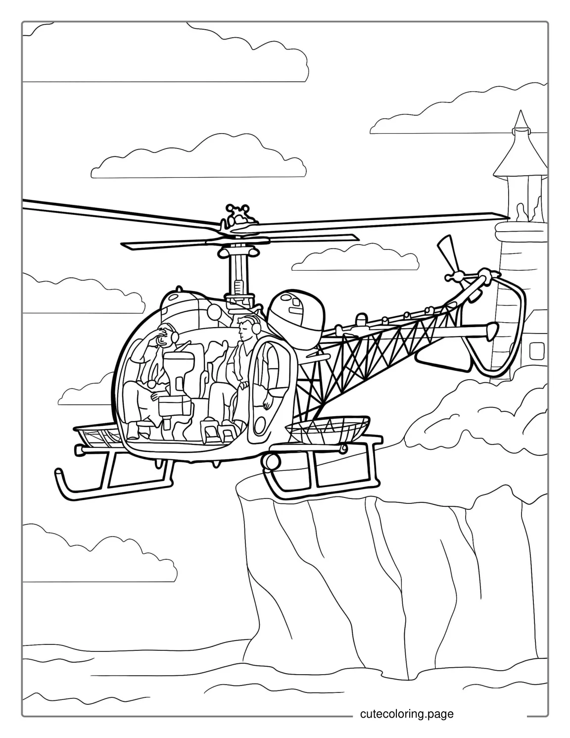 Coloring Page Of Bell 47 Helicopter With Pilots coloring page