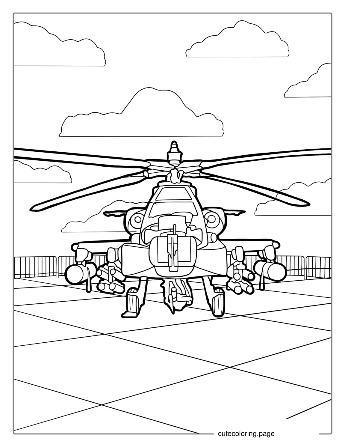 Coloring Sheet Of Apache Helicopter coloring page