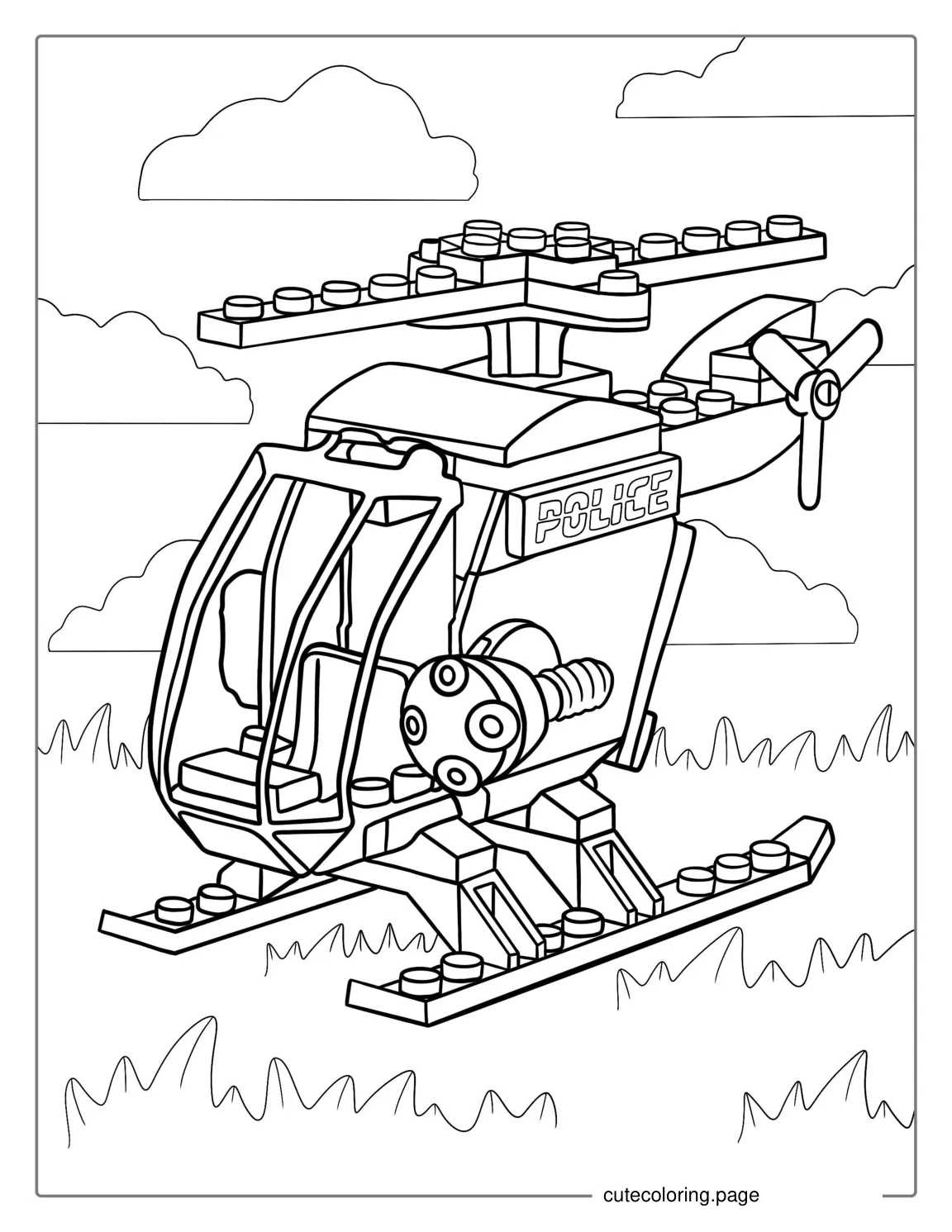 Coloring Sheet Of Lego Helicopter For Preschoolers coloring page