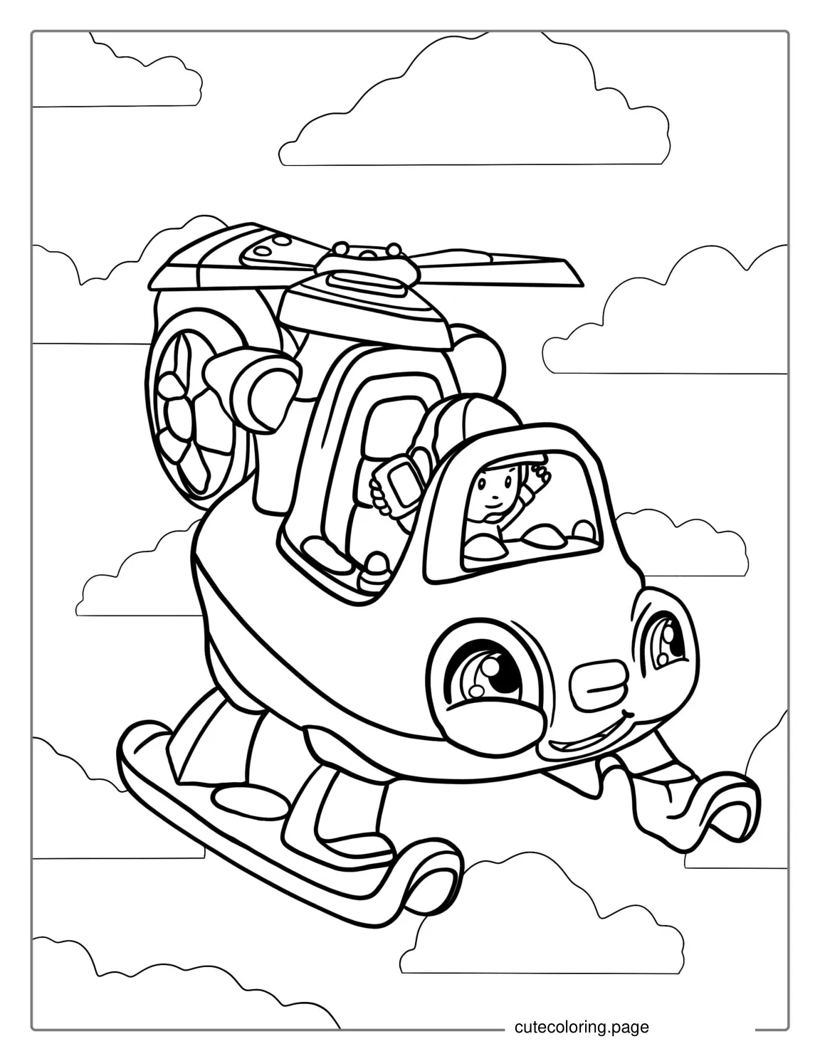 Cute Cartoon Helicopter For Kids coloring page