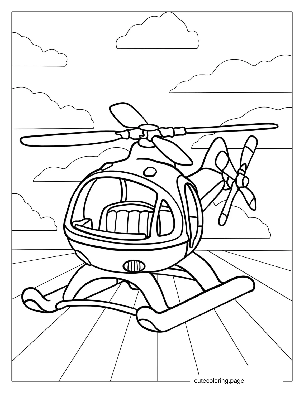 Easy Helicopter Coloring Sheet For Preschoolers coloring page