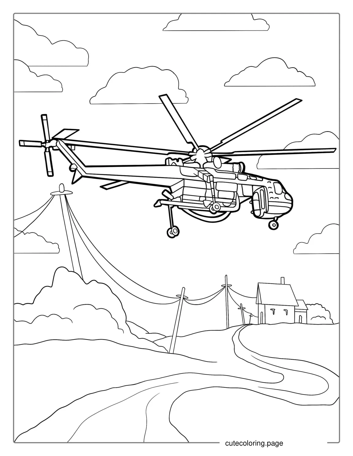 Elvis Bushfire Helicopter Coloring Page coloring page