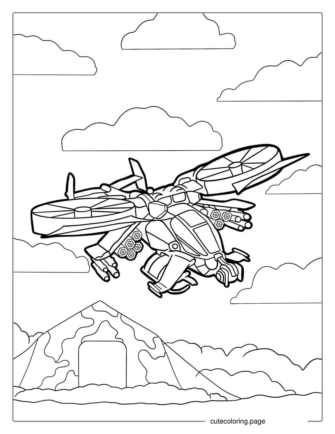 Futuristic Concept Helicopter Model To Color coloring page