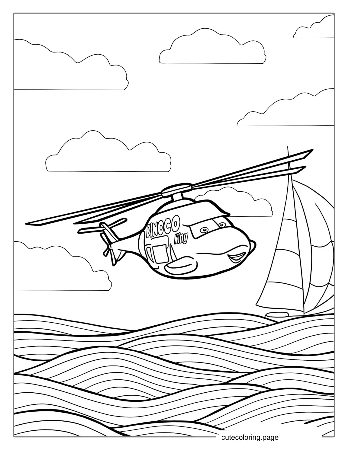 Helicopter From Cars Movie To Color coloring page