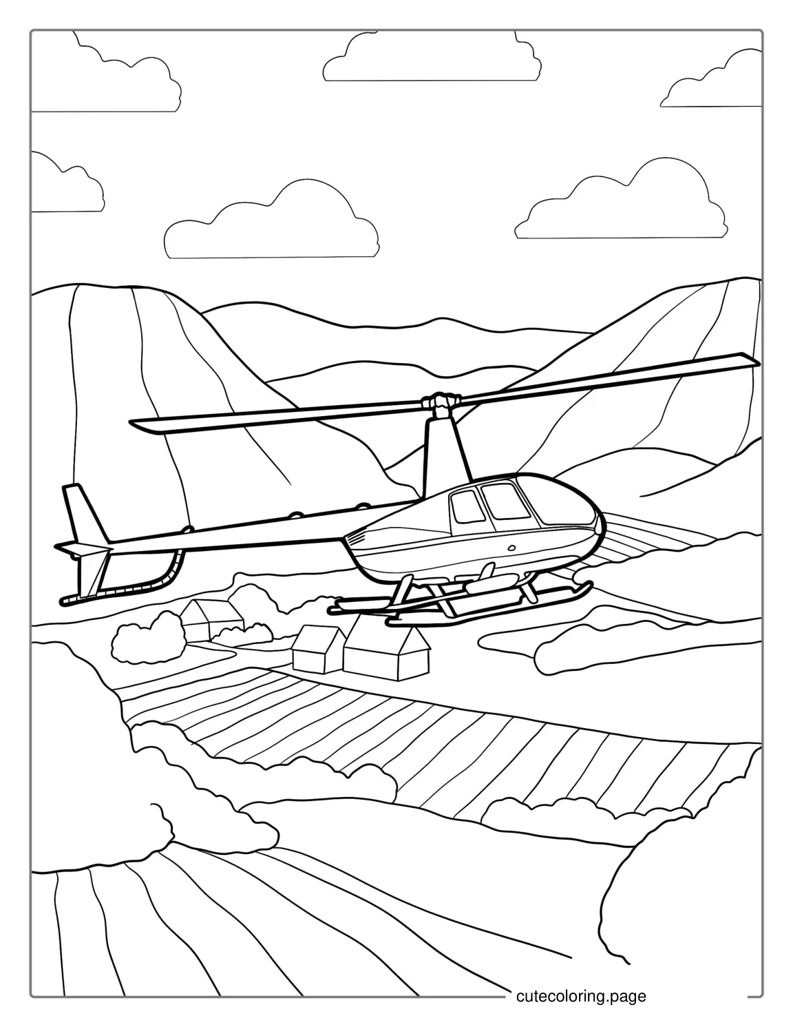 Robinson R44 Helicopter Coloring Picture coloring page