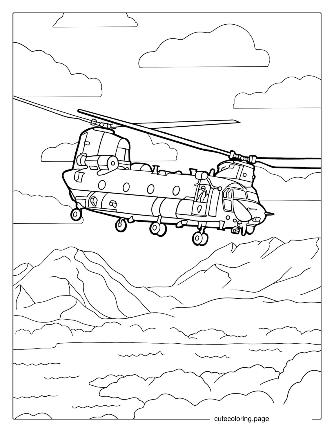 Tandem Rotor Helicopter Coloring Page coloring page