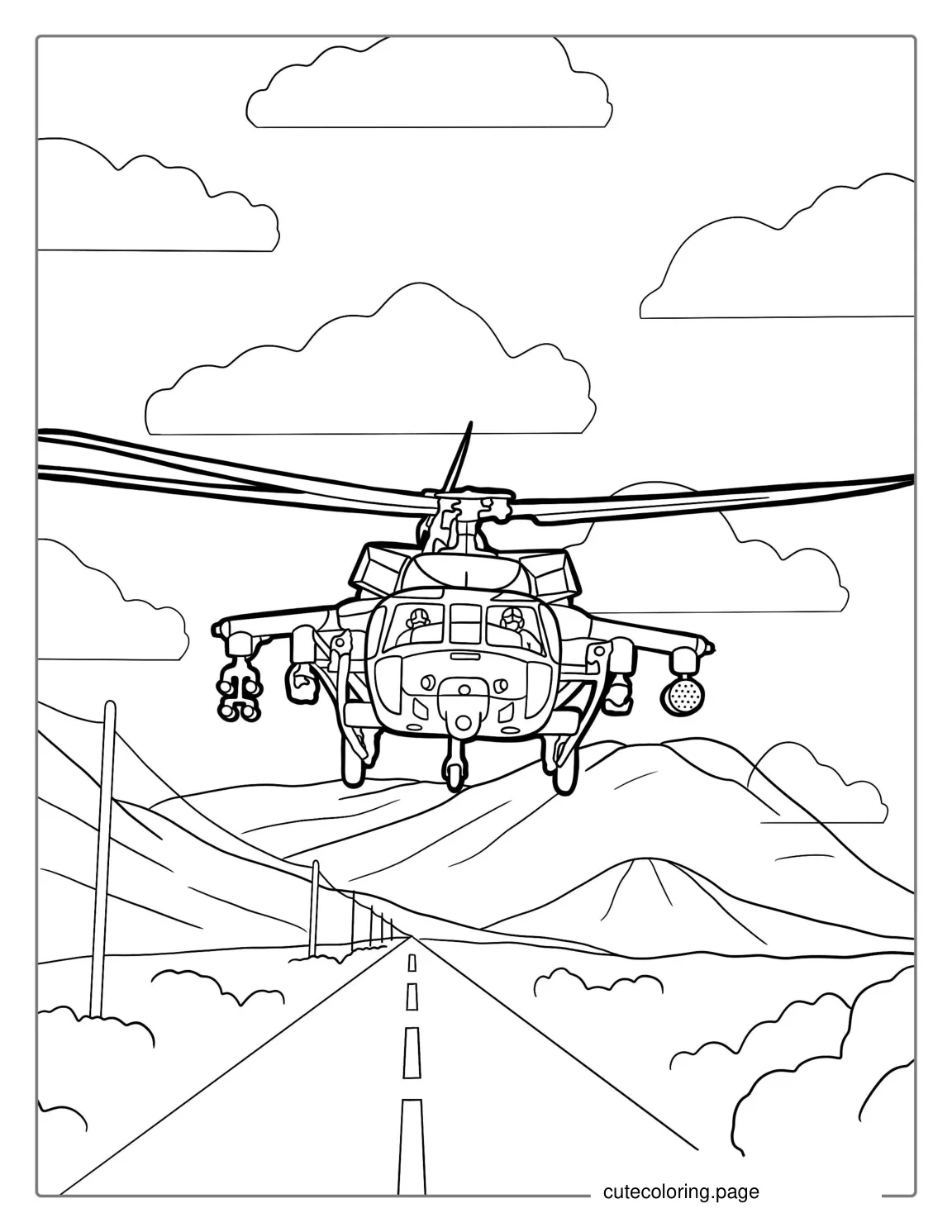 US Army Black Hawk Helicopter coloring page