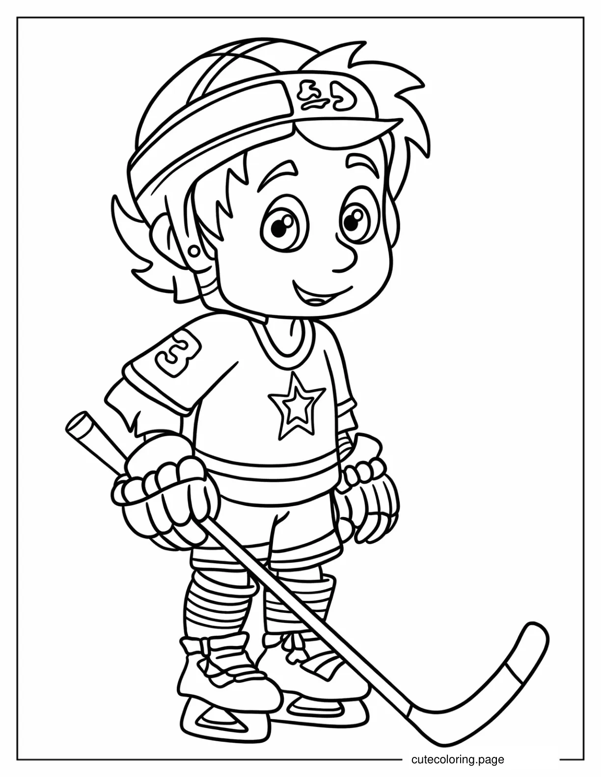 Boy Hockey Player To Color For Kids coloring page