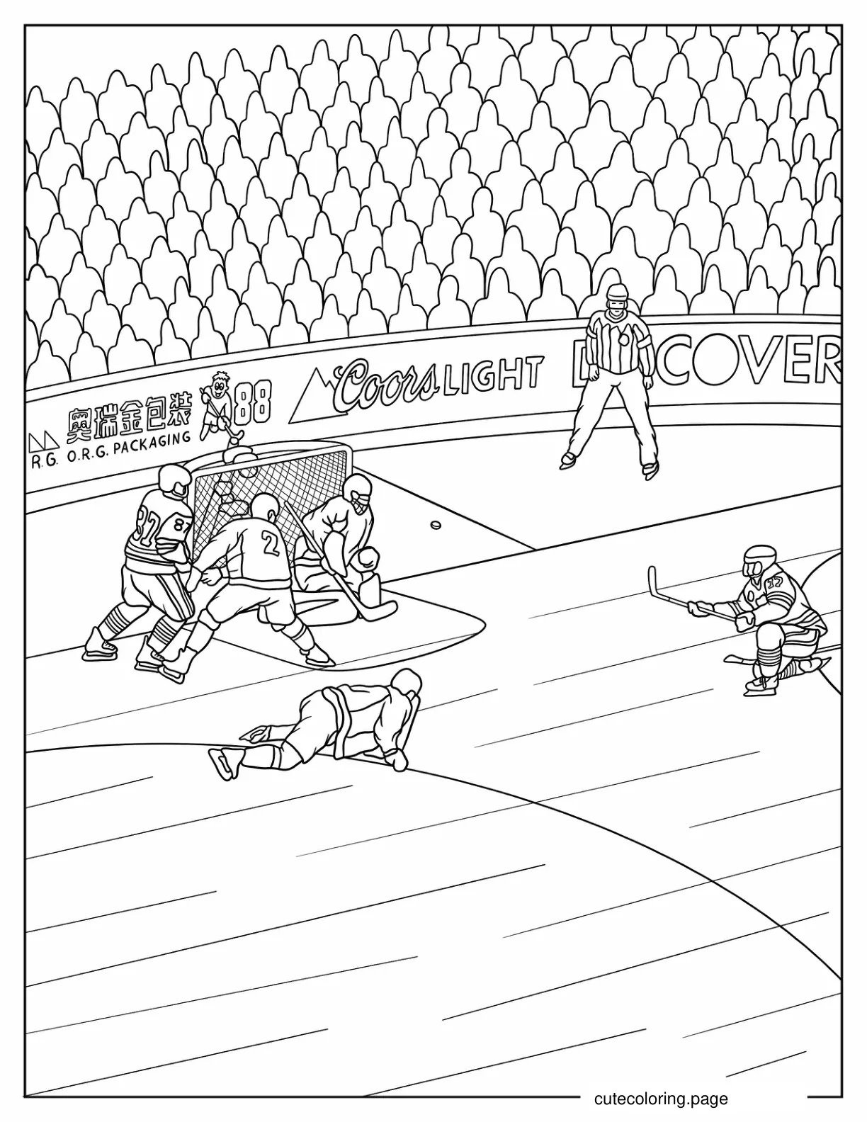 Coloring Page of Professional Ice Hokey Game coloring page