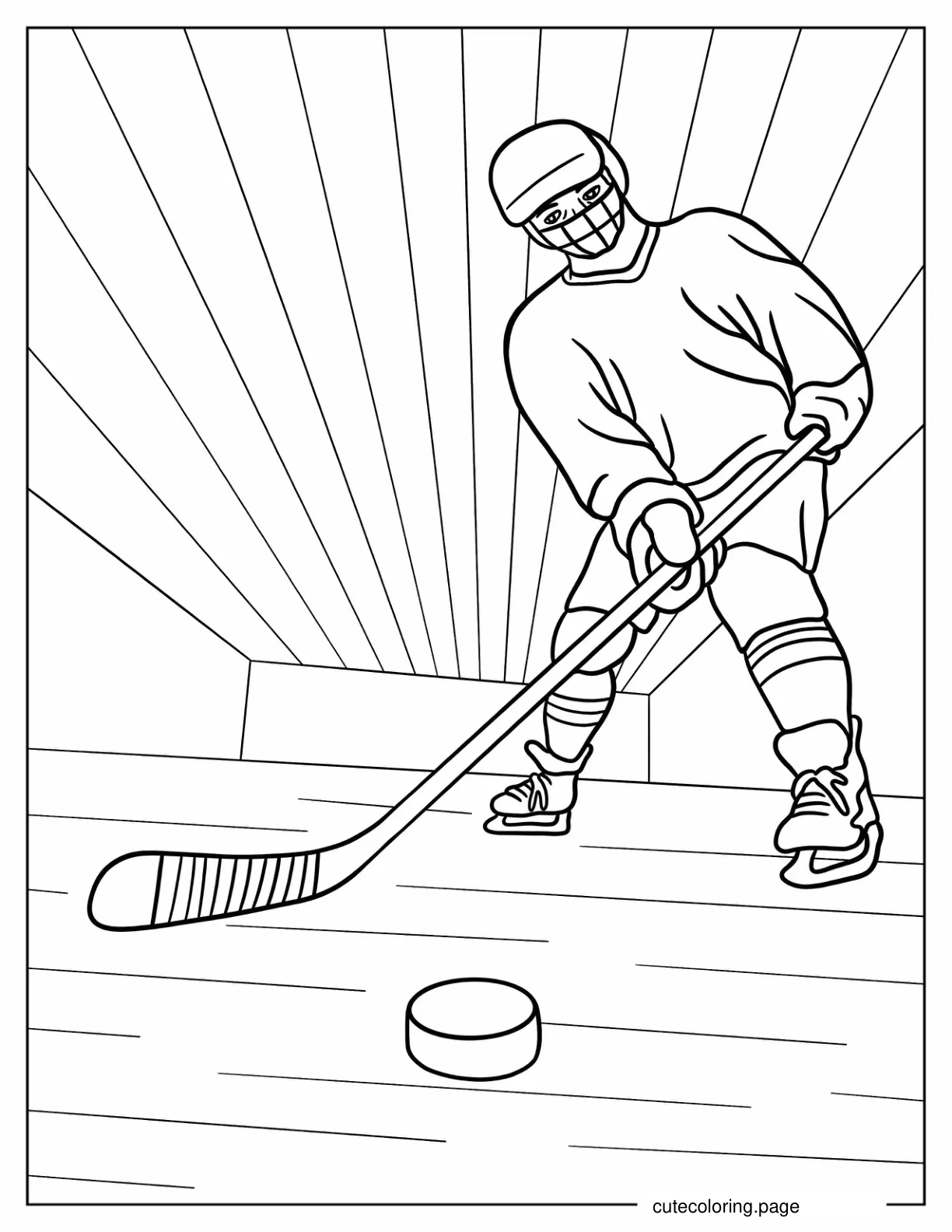 Ice Hockey Player Outline For Kids coloring page