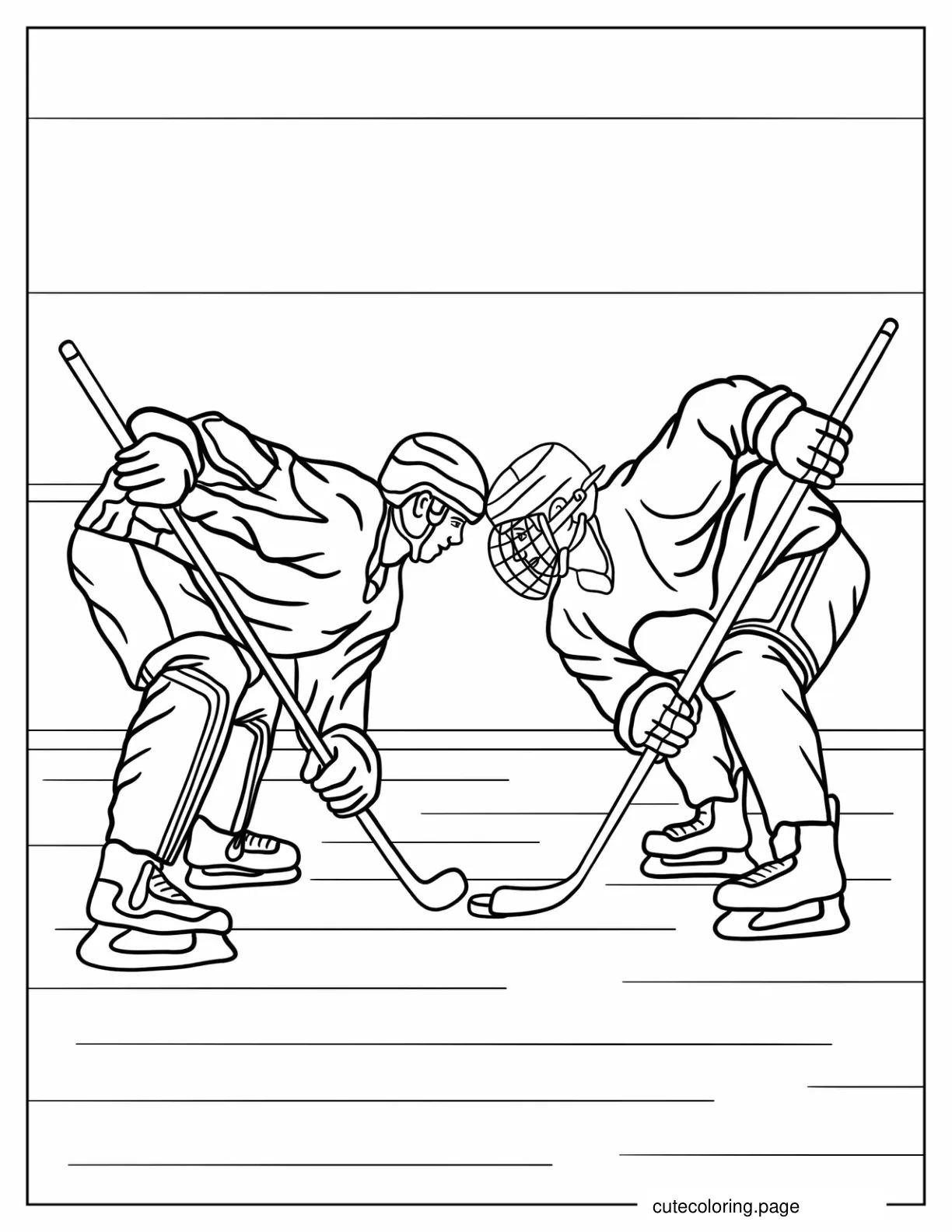 Simple Coloring Sheet of Two Hockey Players coloring page