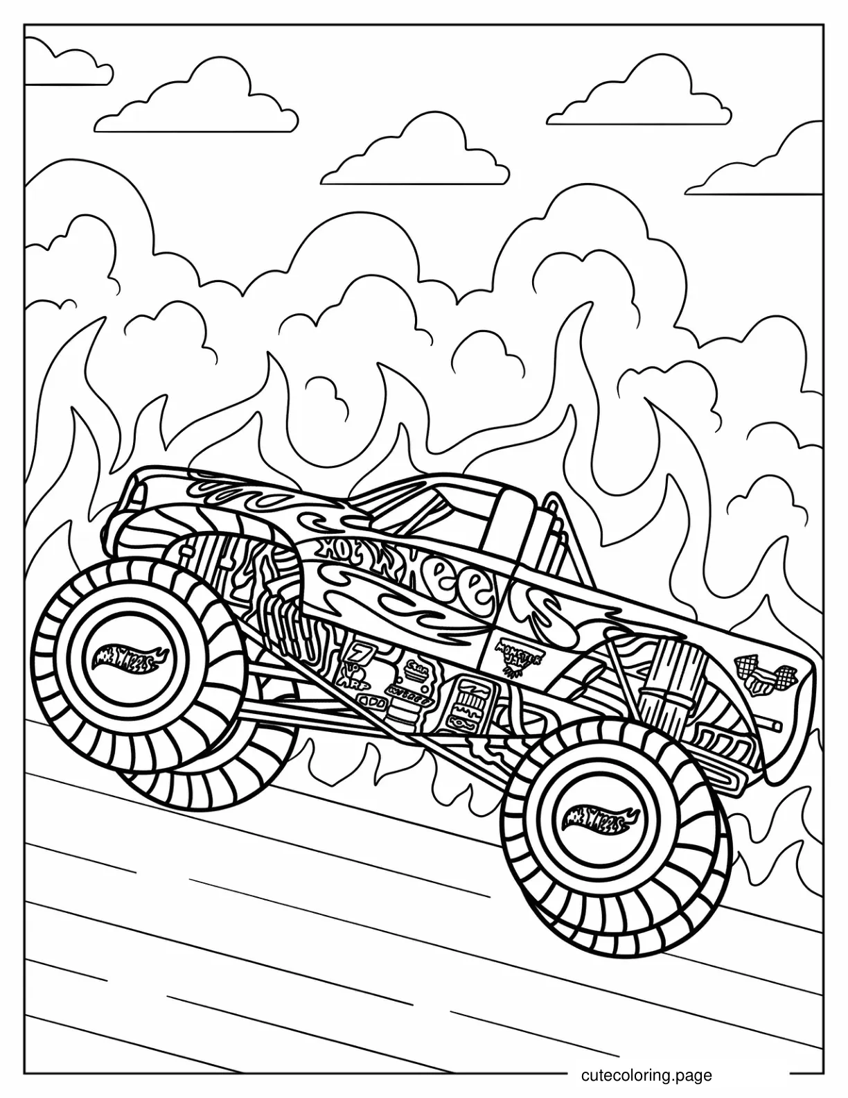 Detailed Hot Wheels Monster Truck Coloring Page coloring page