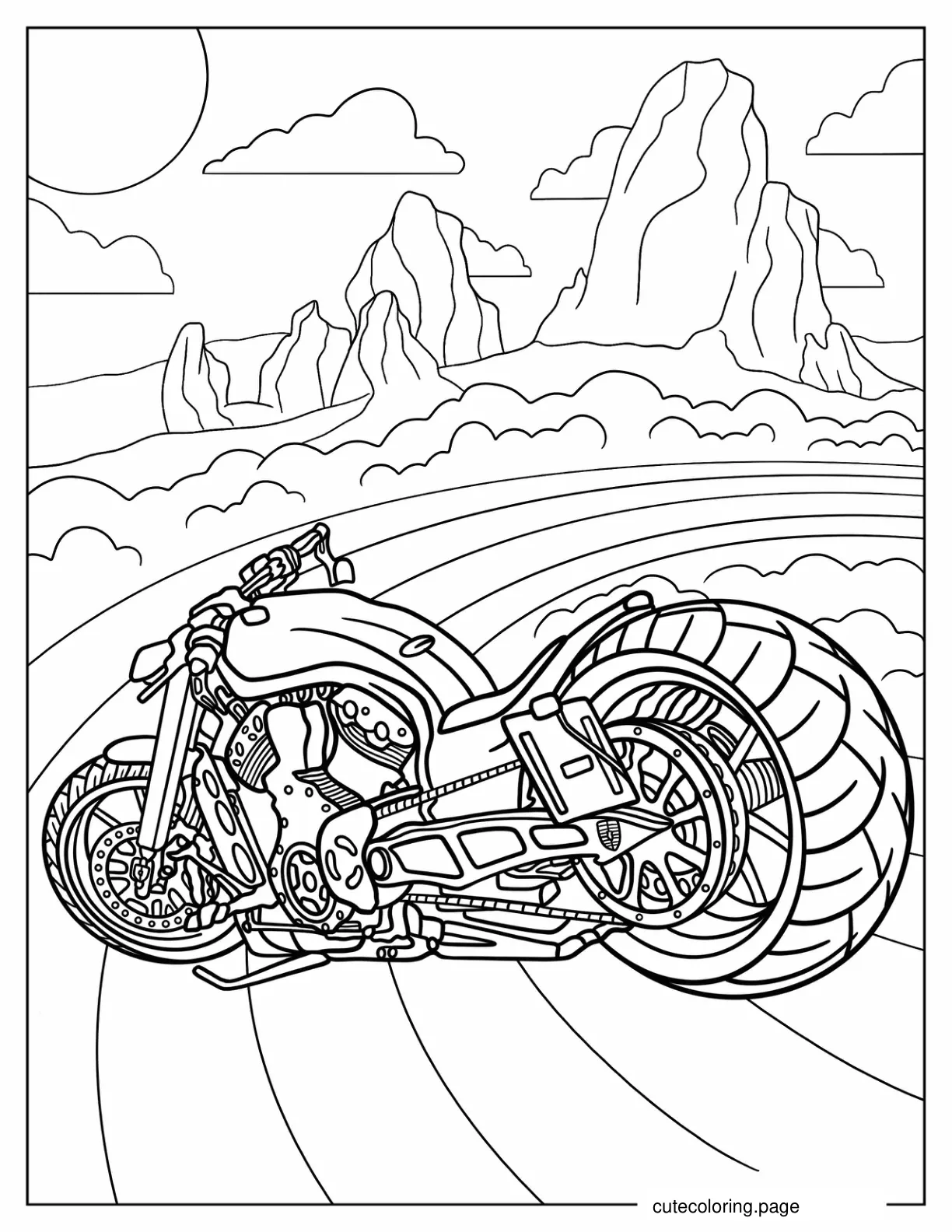 Detailed Hot Wheels Motorcycle Coloring Sheet coloring page