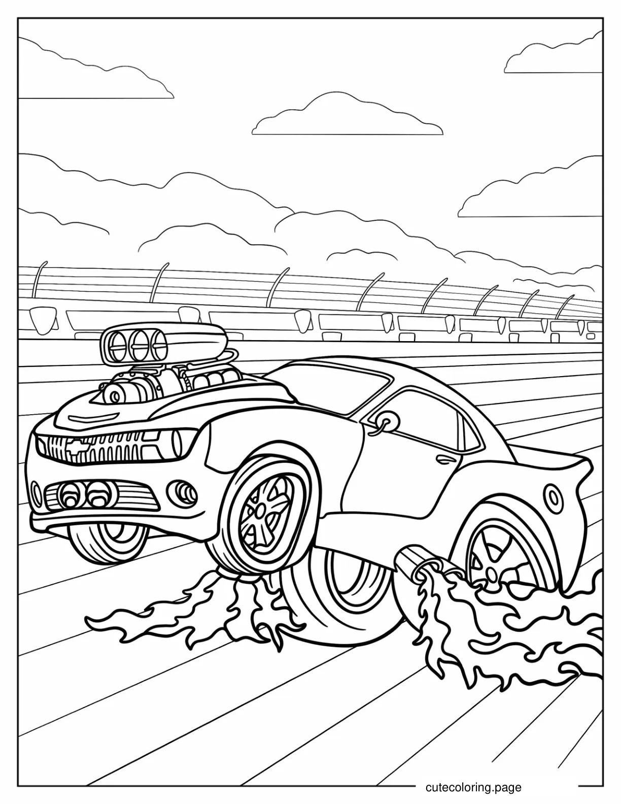 Hot Wheels With Flaming Exhaust coloring page