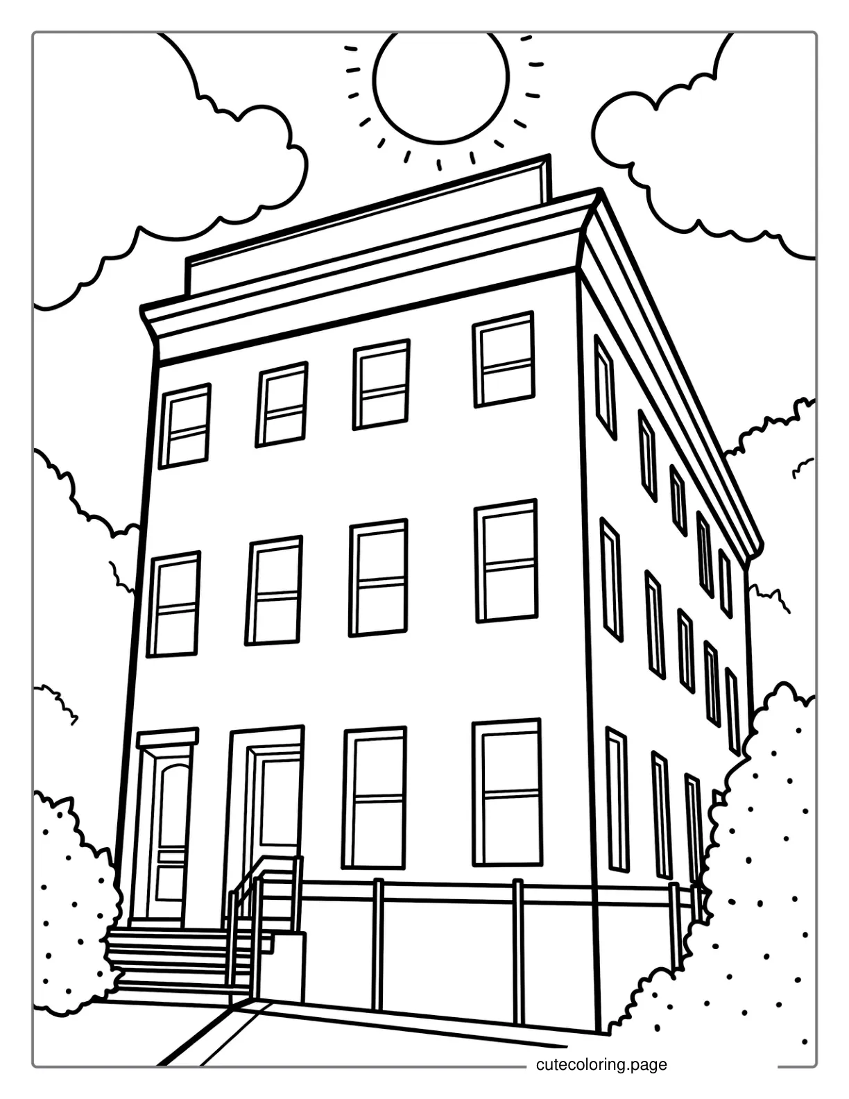 Apartment Building Complex Coloring Sheet coloring page