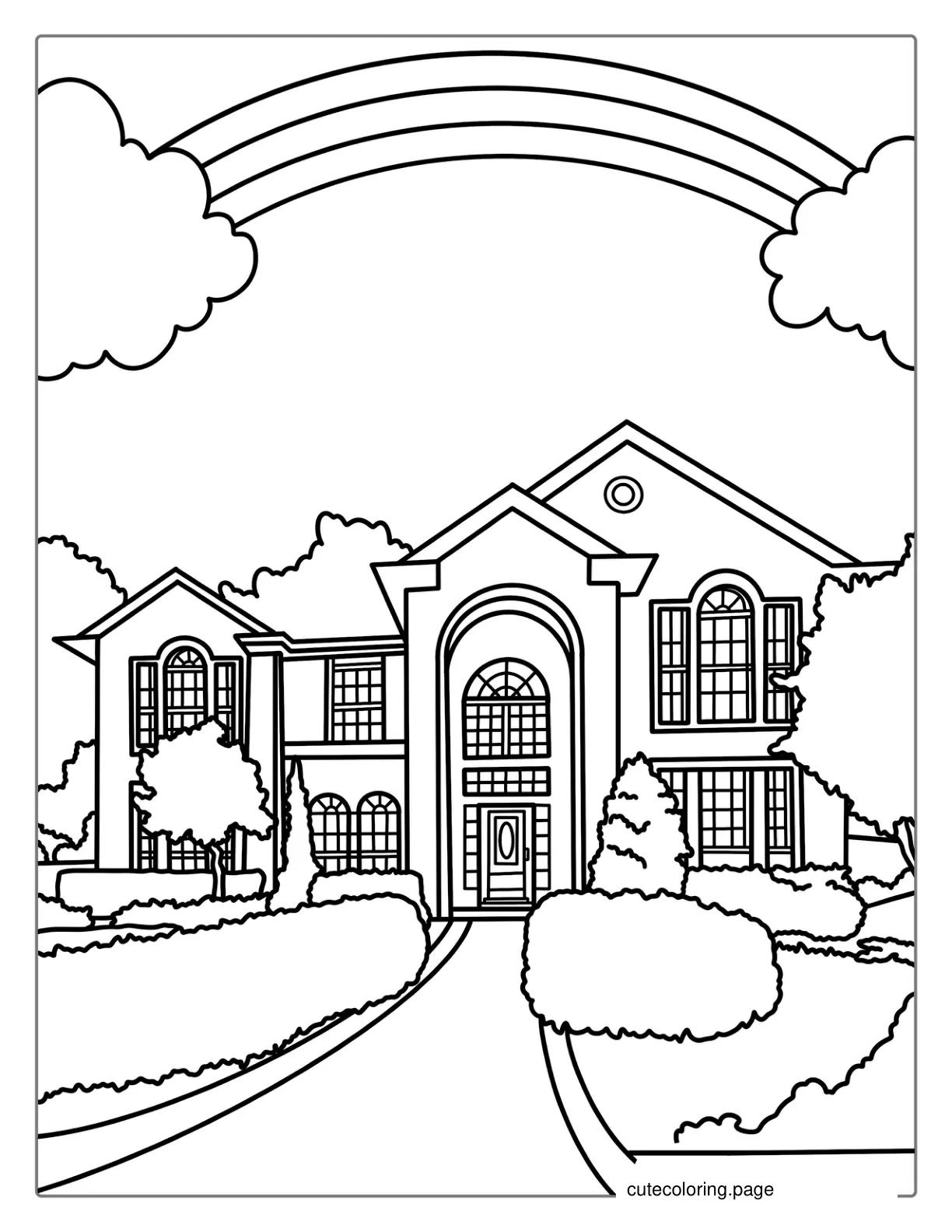 Big American Mansion Coloring Page coloring page