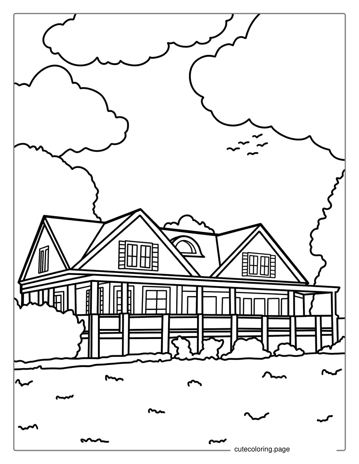 Detailed Estate Home coloring page