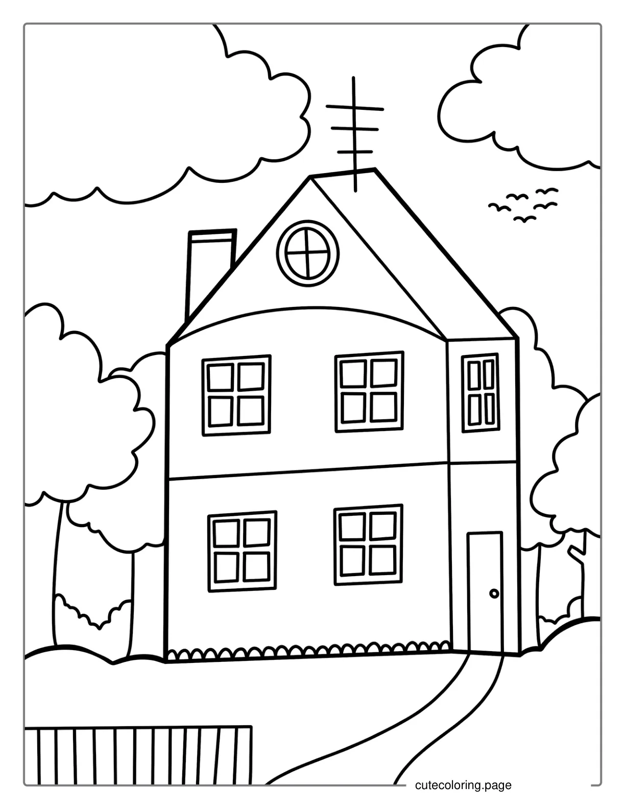 Double Story House Coloring Page coloring page