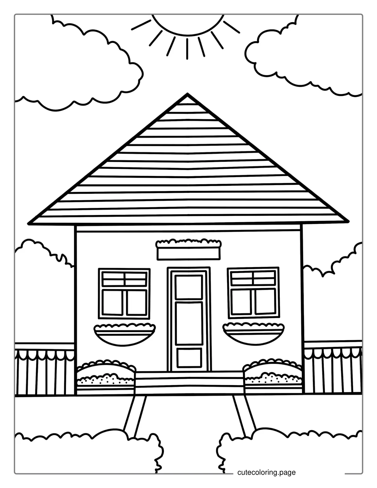 Easy Outlined House Coloring Sheet coloring page