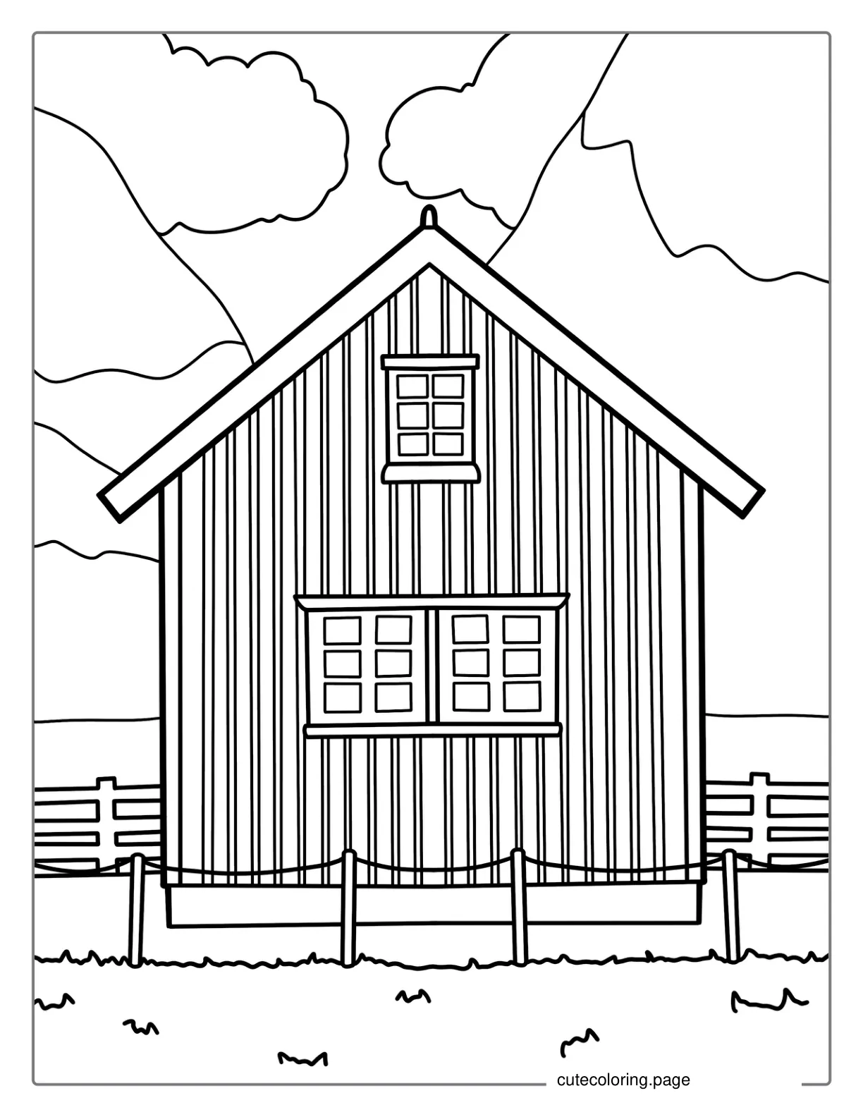 Little Farm House Coloring For Preschoolers coloring page