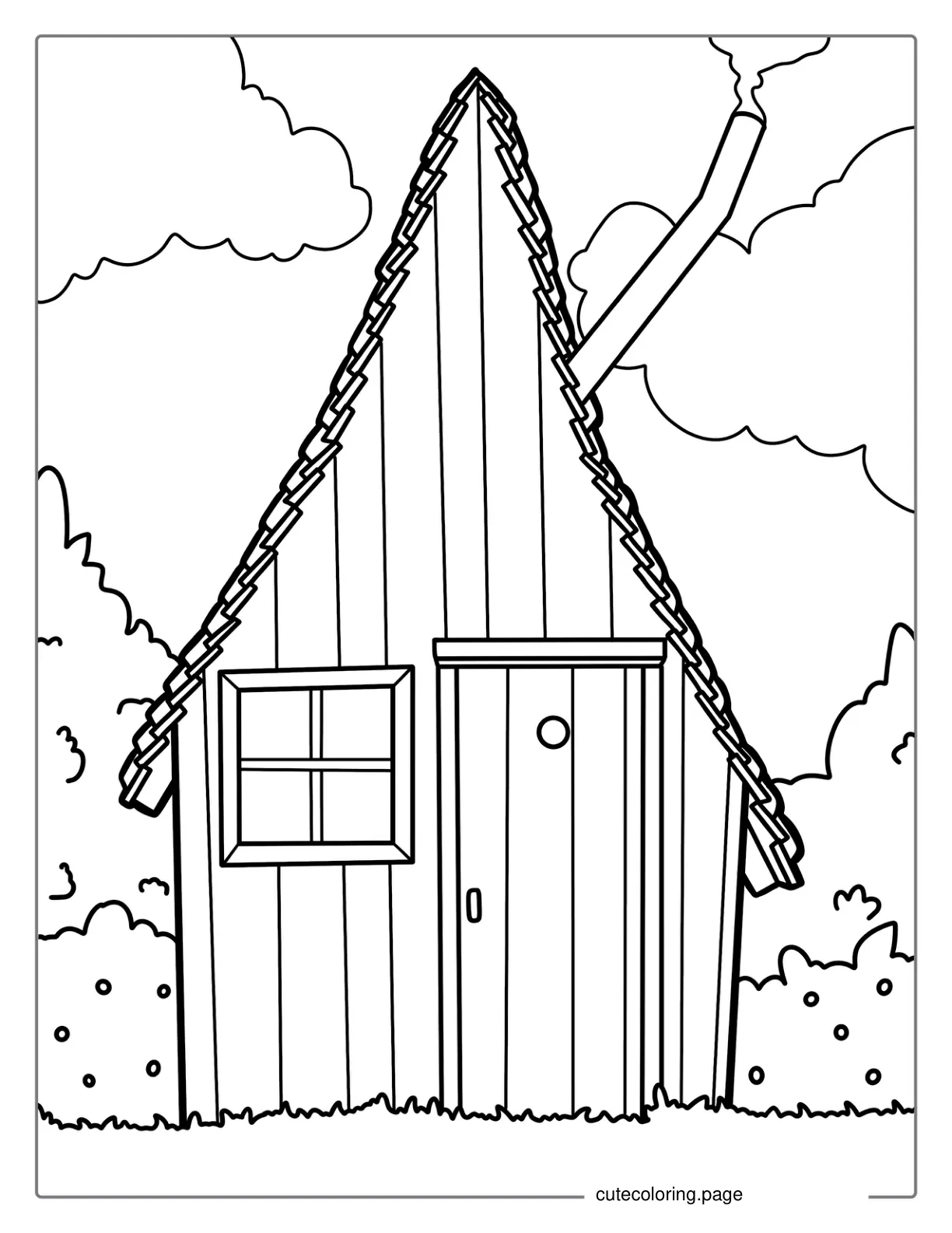 Little Wooden Cottage Coloring Page coloring page