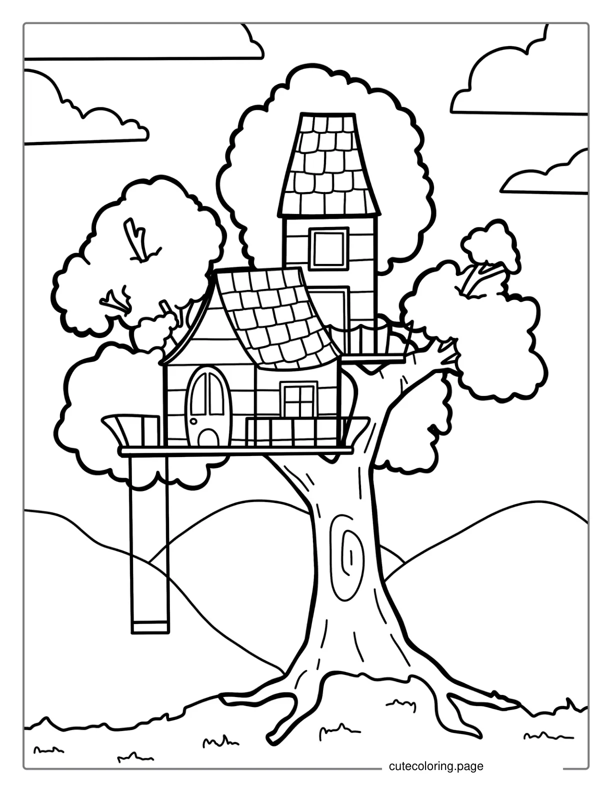 Magical Tree House For Coloring coloring page