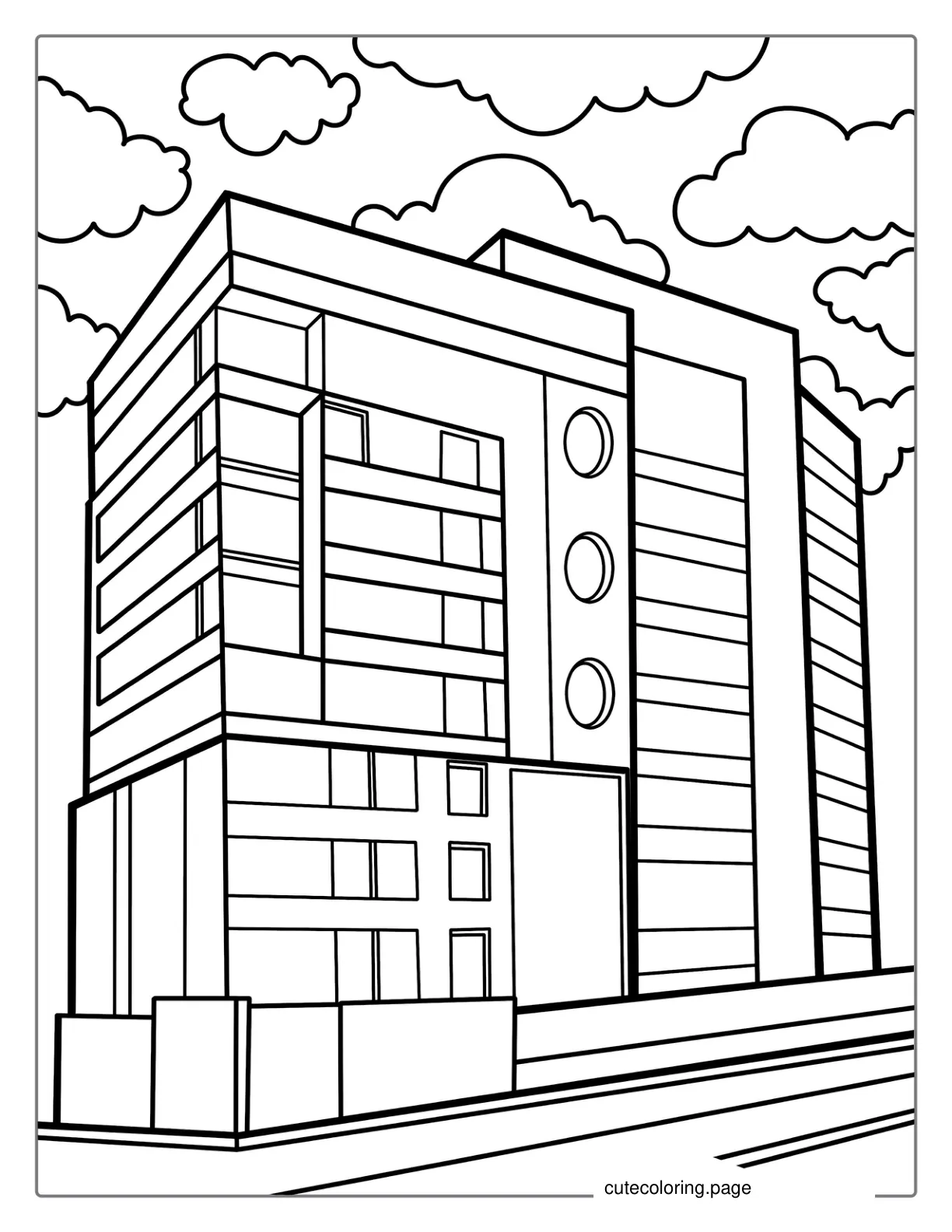 Modern Apartment Building Coloring Page coloring page