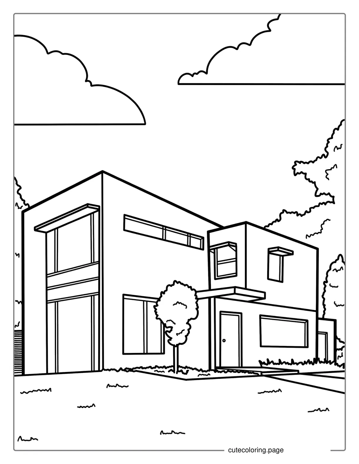 Modern Architectural House Coloring Page coloring page