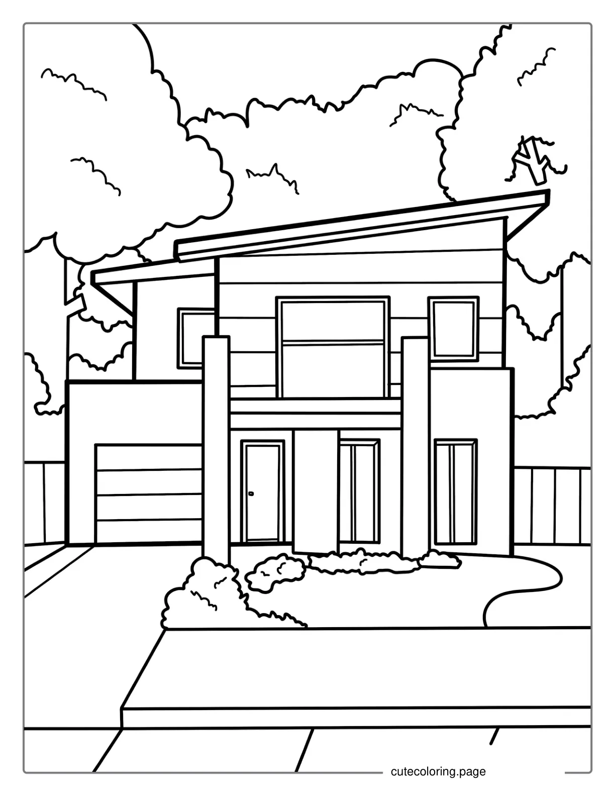 Modern House To Color In coloring page