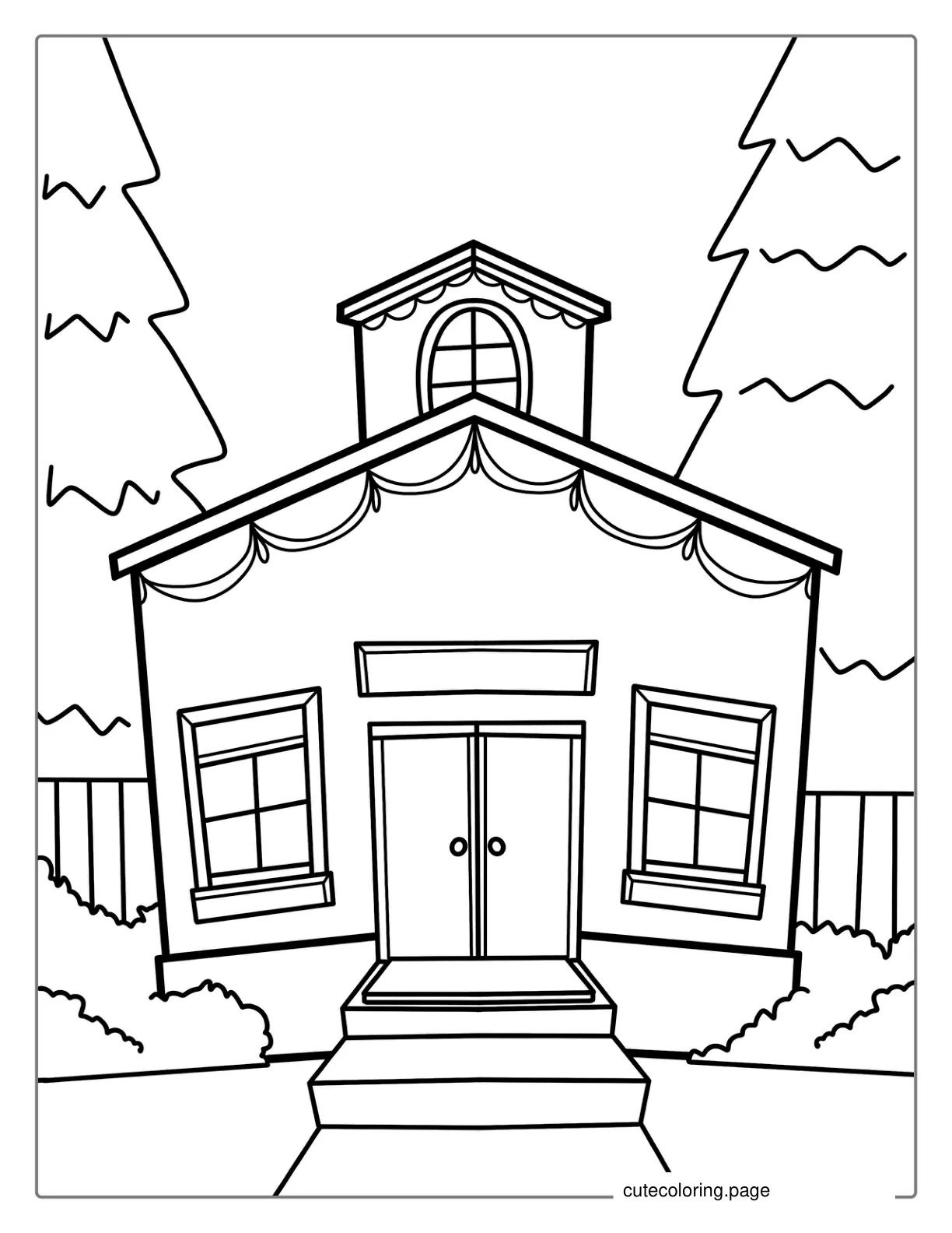 School House Coloring Page For Preschoolers coloring page