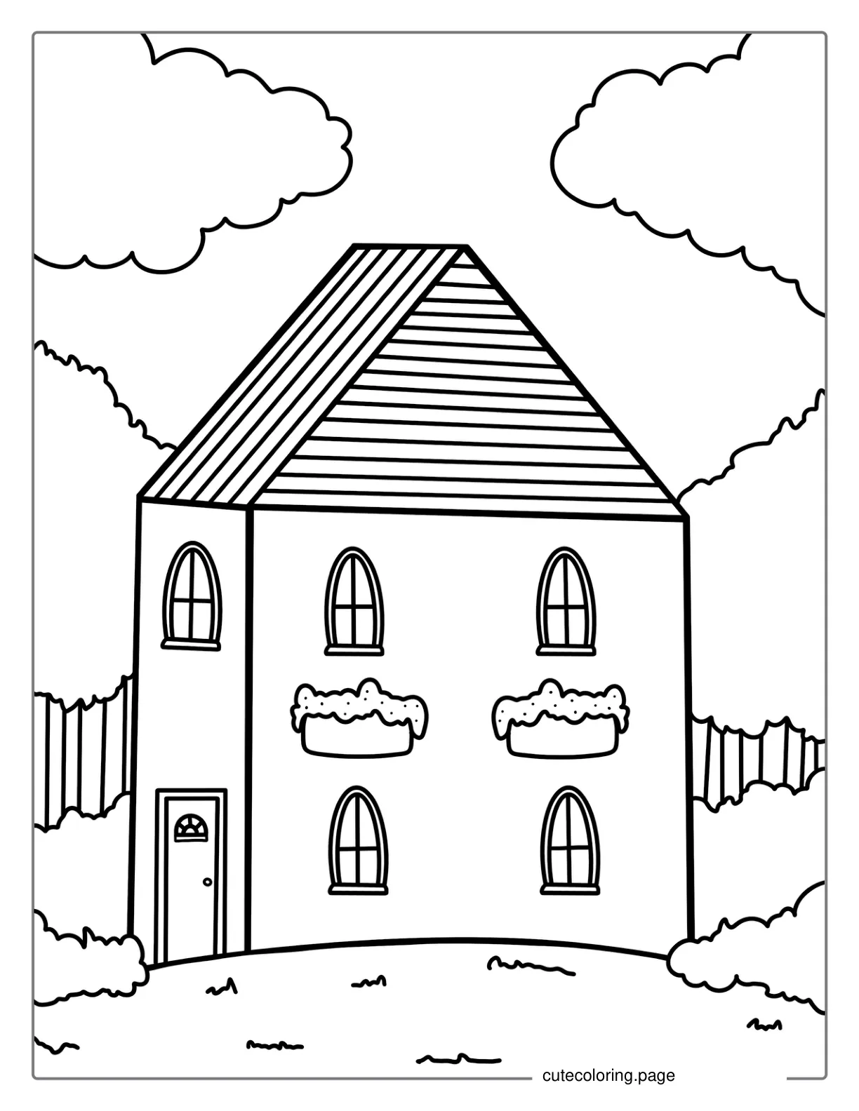 Simple House Coloring In For Kids coloring page