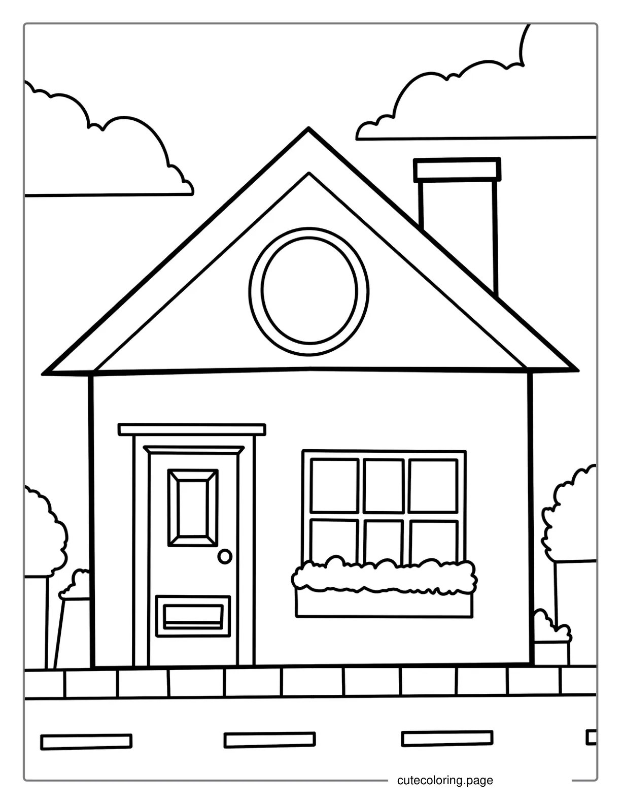 Simple Outline House For Preschoolers coloring page