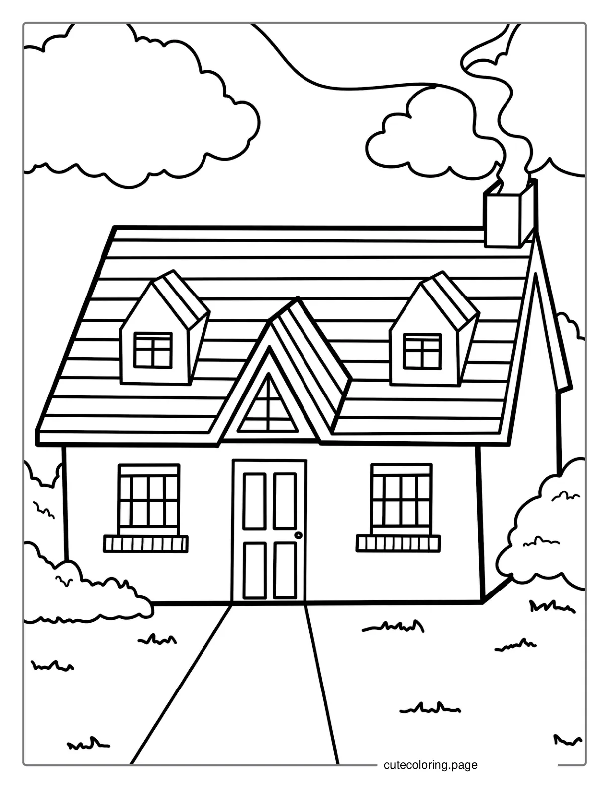 Simple Outlined House To Color In coloring page