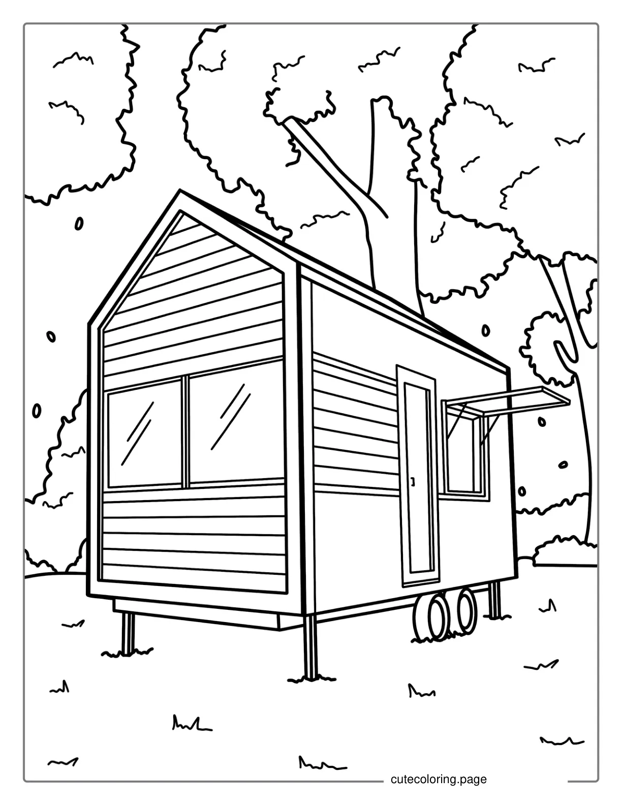 Tiny House On Wheels Coloring For Kids coloring page