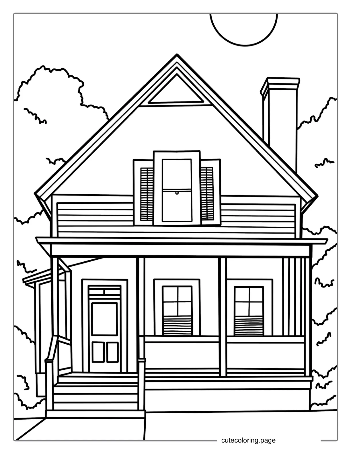 Traditional House Coloring In For Kids coloring page