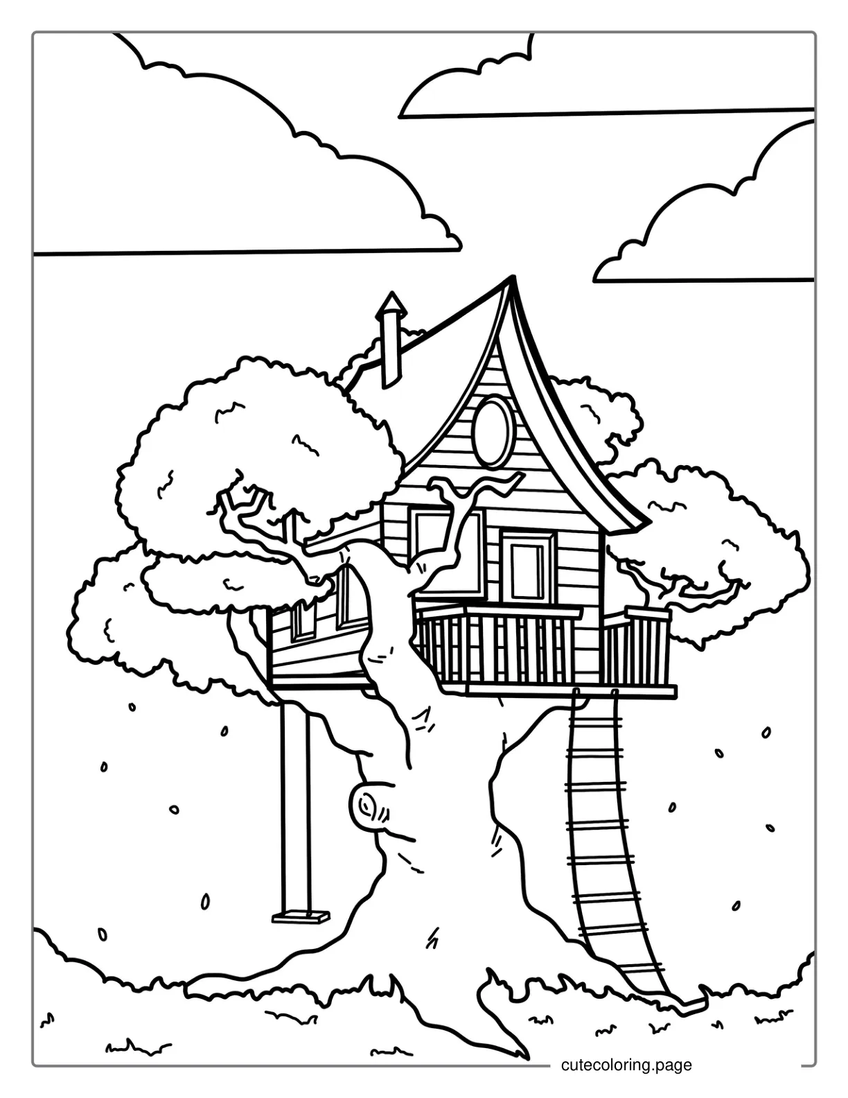 Tree House Coloring Sheet For Kids coloring page