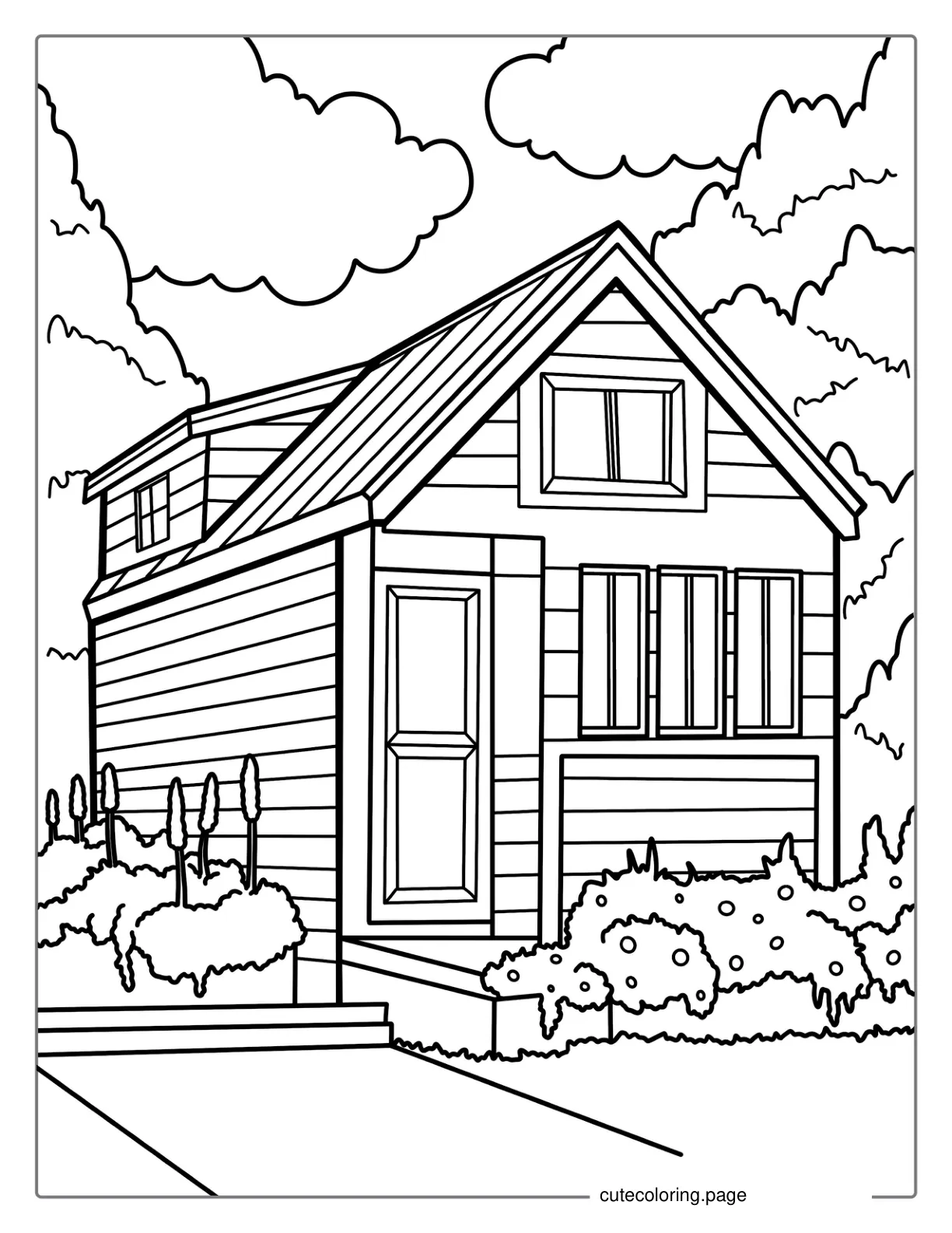 Wooden Tiny House Coloring Page coloring page