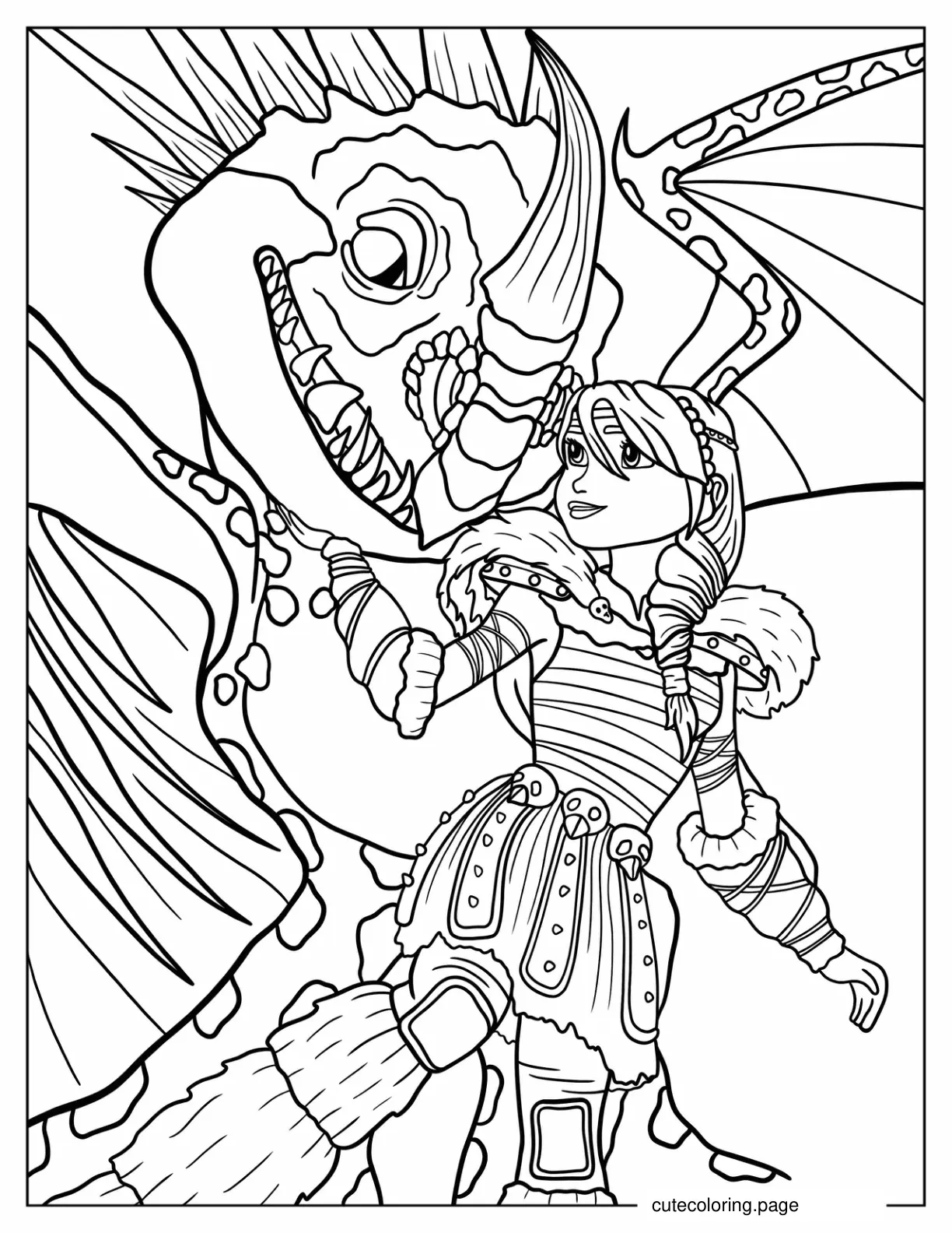 Astrid With Stormfly Coloring Sheet coloring page