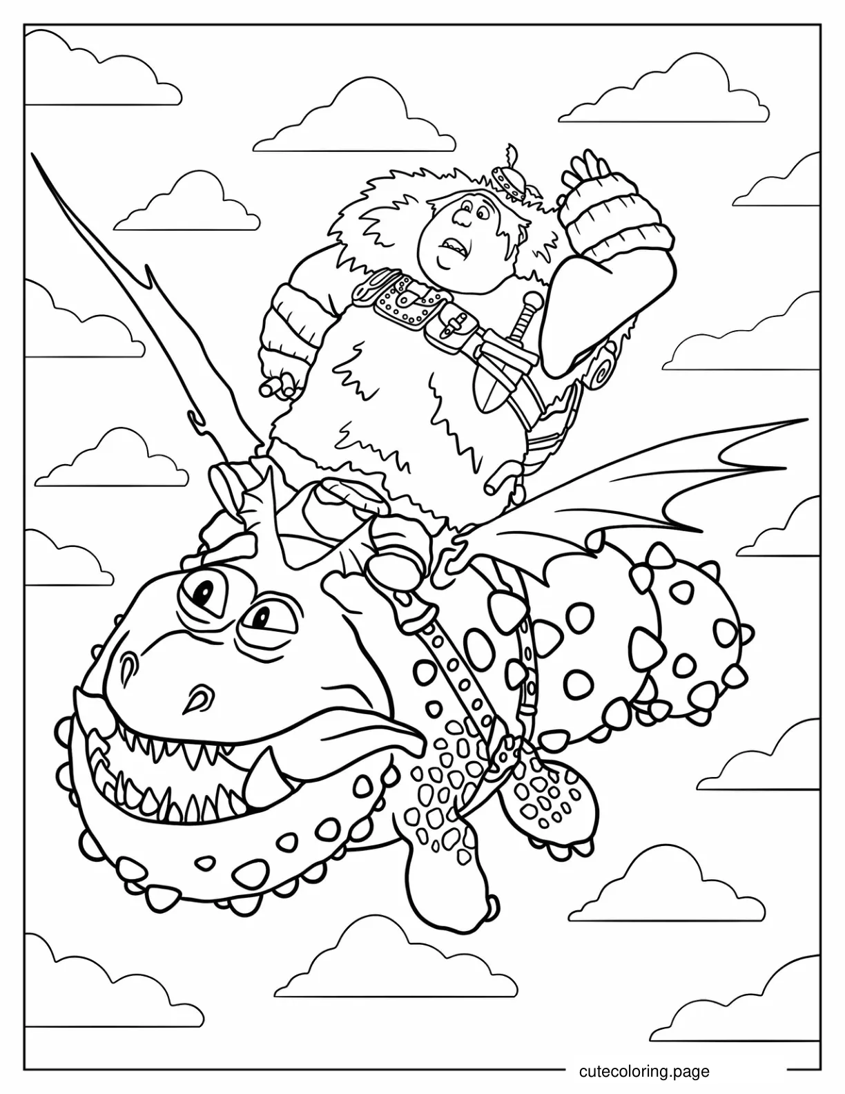 Fishlegs Riding Meatlug Coloring Page coloring page