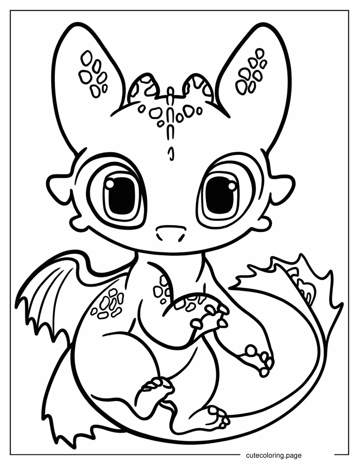 Kawaii Toothless Coloring Sheet For Preschoolers coloring page