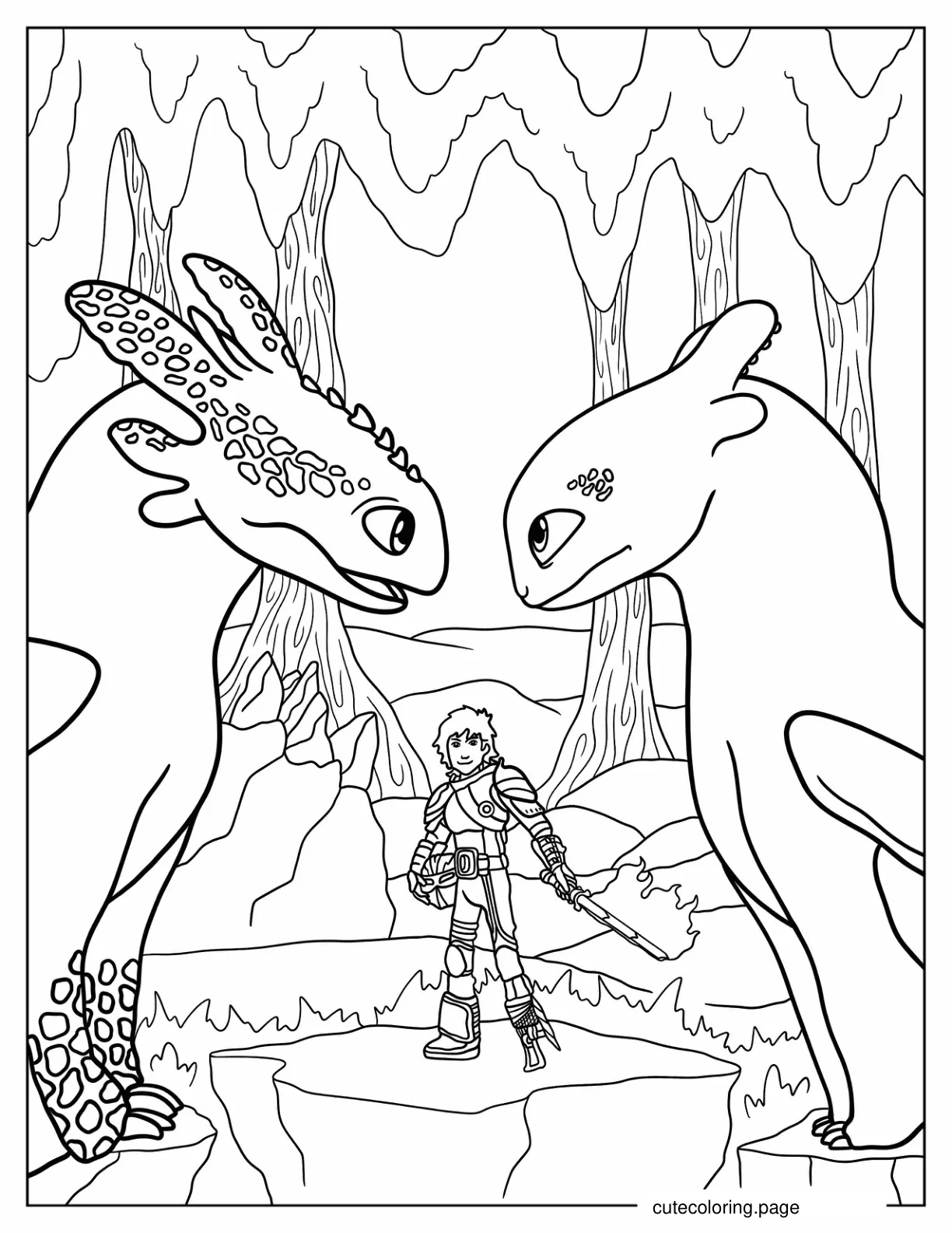 Toothless With Light Fury Luna coloring page