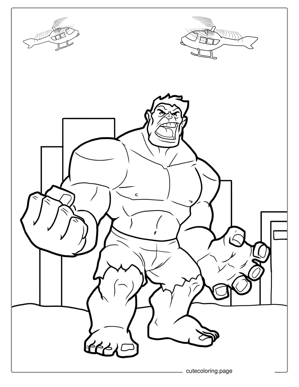 Angry Hulk Detailed For Adults coloring page