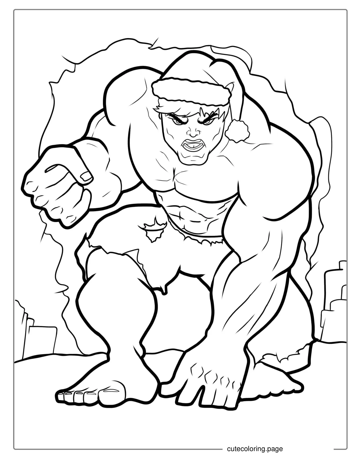 Christmas Inspired Hulk Coloring Page coloring page