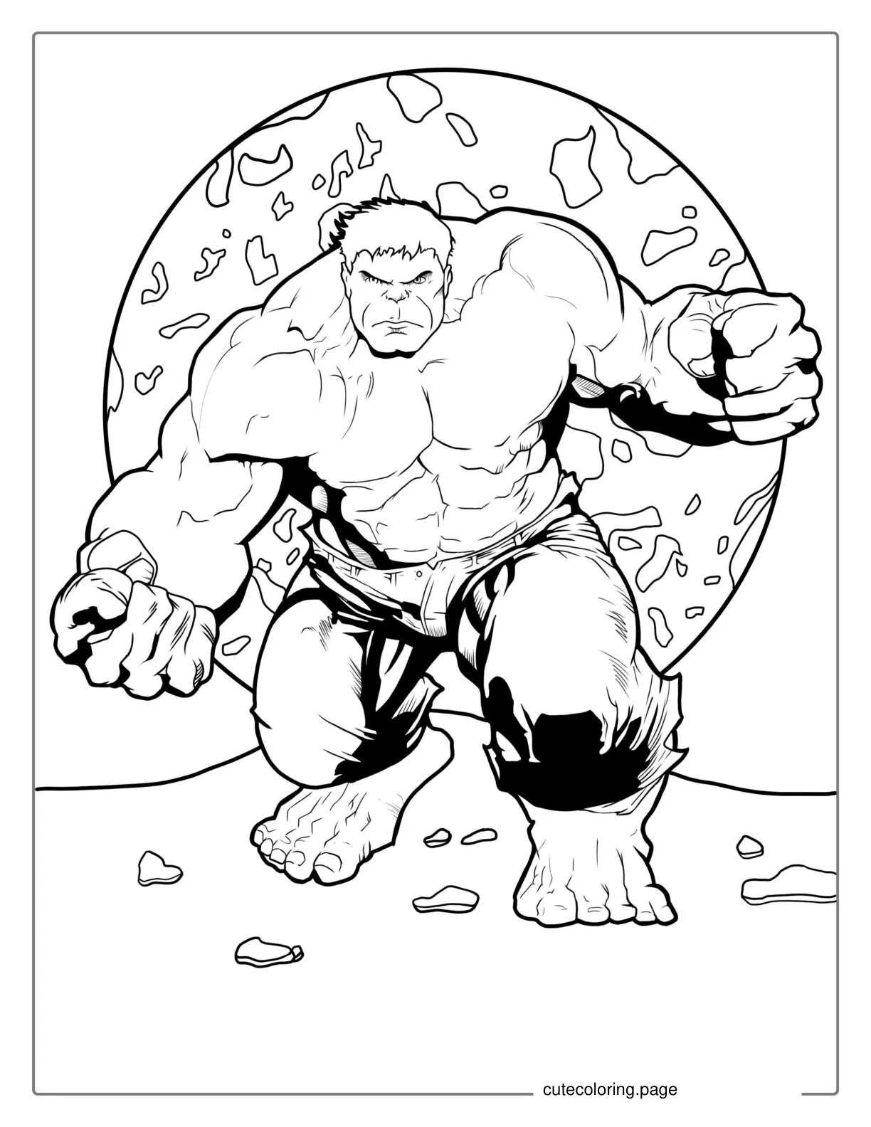 Detailed Hulk With World In Background coloring page