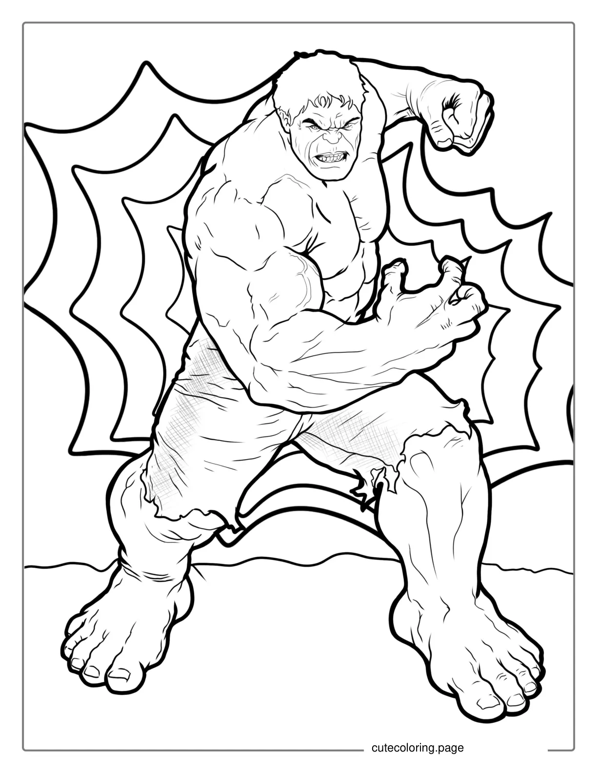 Highly Detailed Hulk Coloring For Adults coloring page