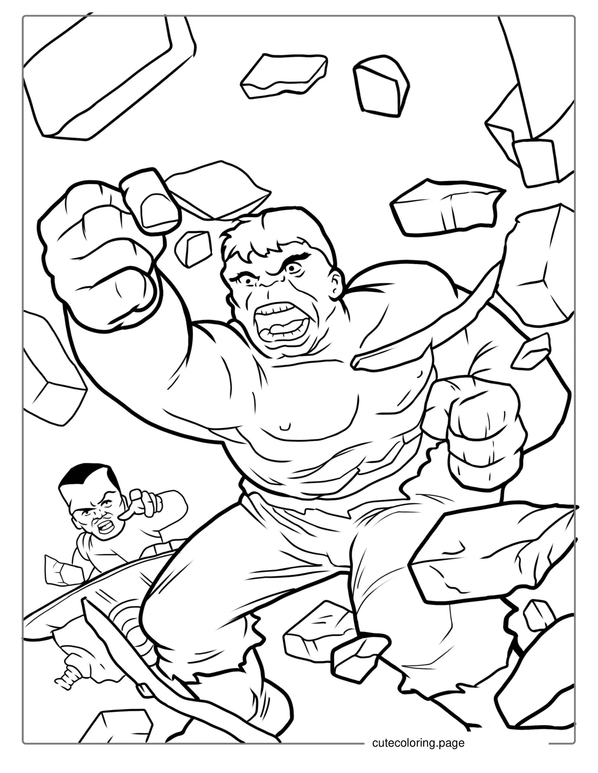 Hulk Smashing Through Wall Coloring Sheet coloring page